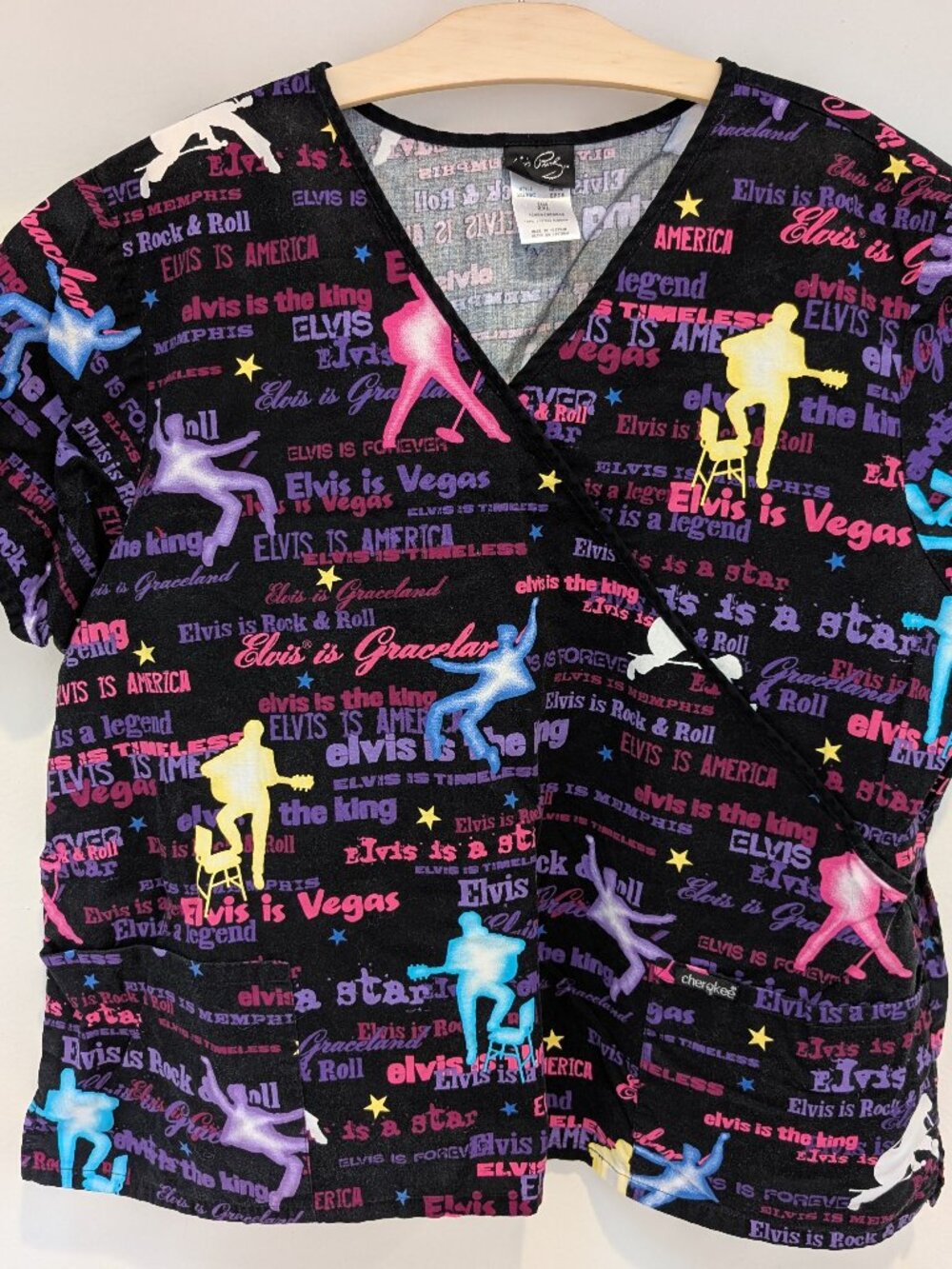 Elvis Pressley Themed Two Pocket Healthcare Smock - Size 2XL